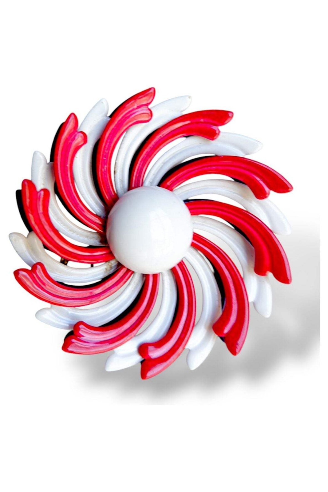 Vintage 1960s Mod Enamel Flower Brooch Lot – Set of 4 Pins in Red, White, Blue &