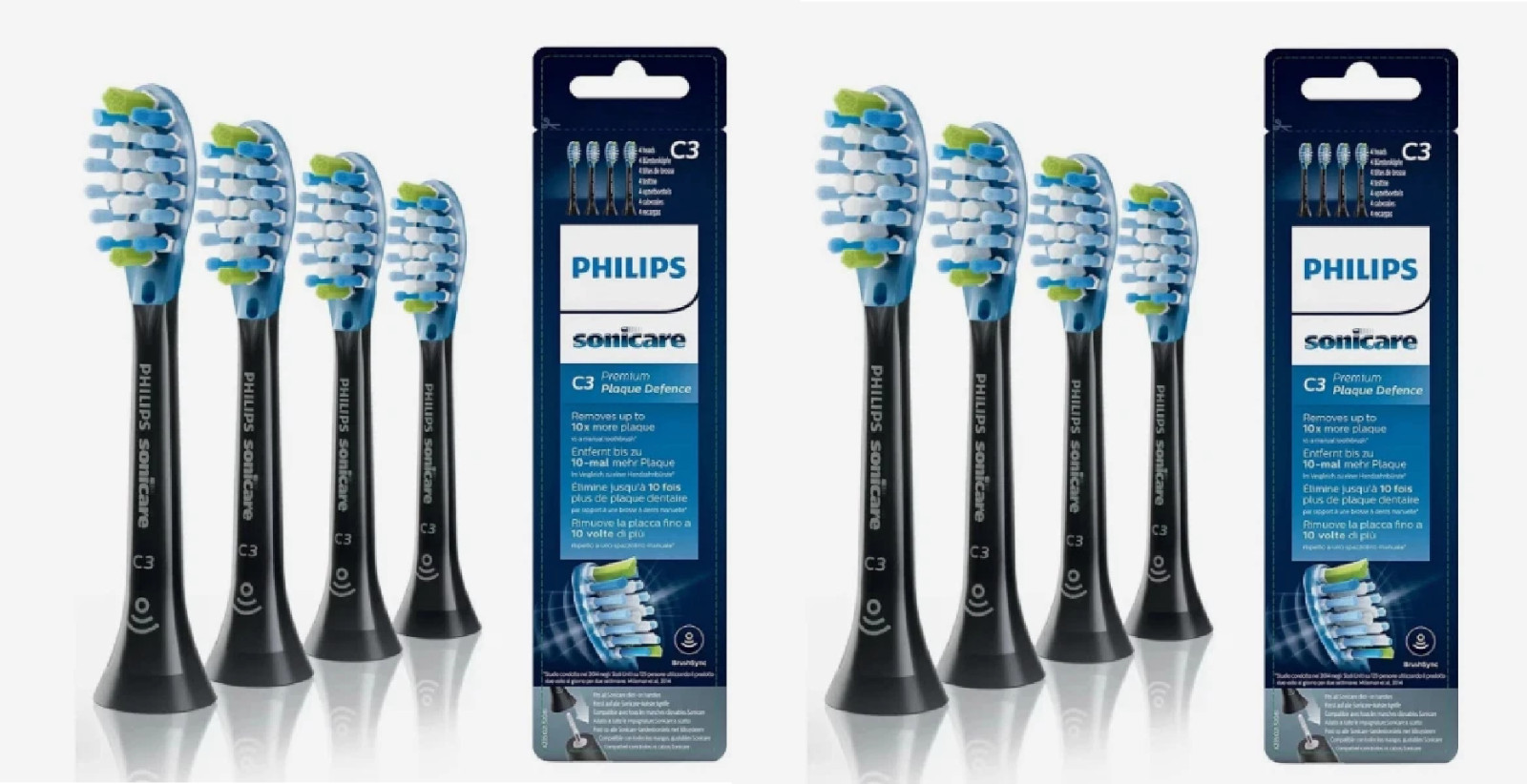 8x C3 Premium Plaque Control Toothbrush Brush Heads Philips Sonicare Black