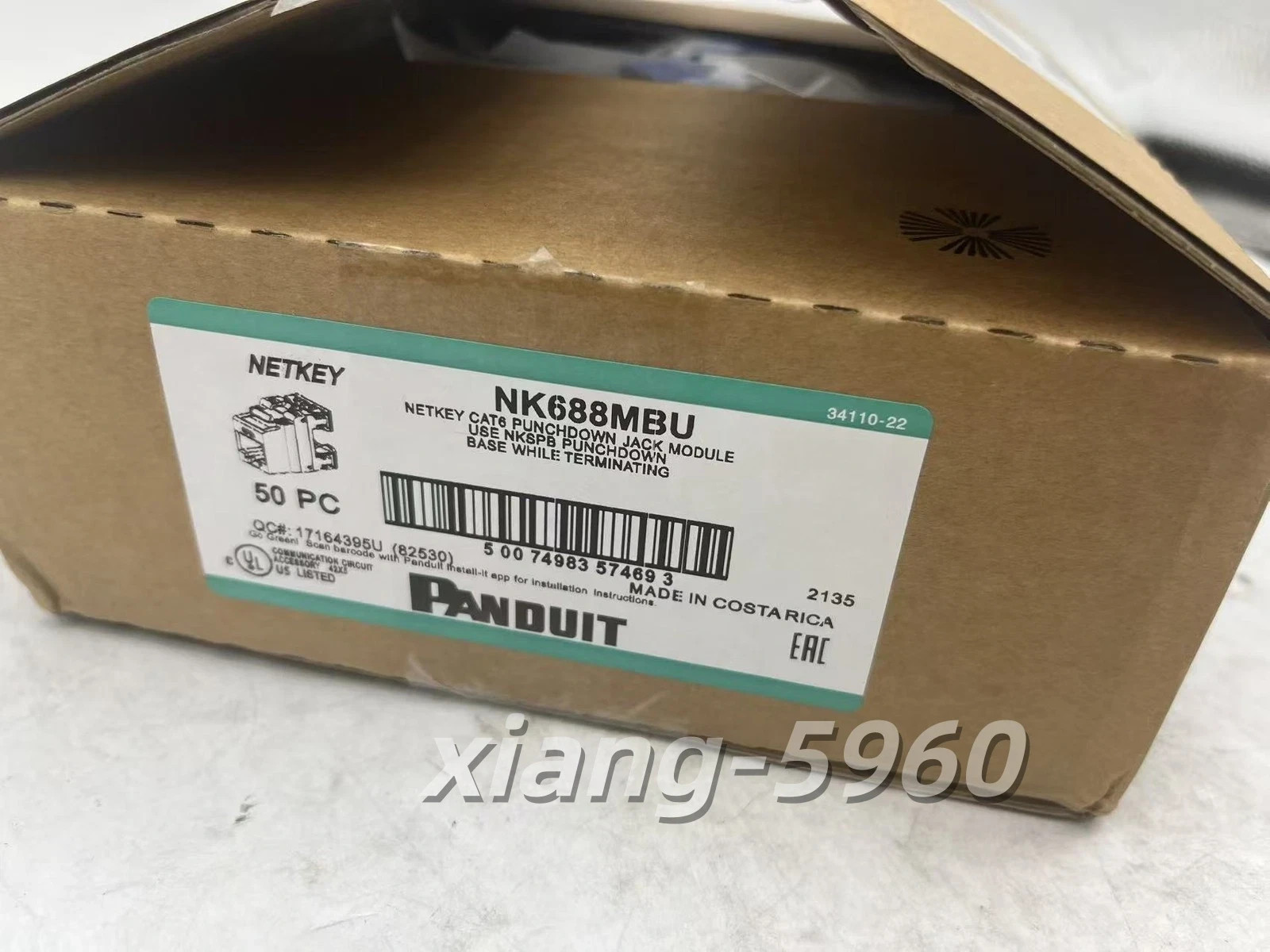 Panduit NetKey NK688MBU/NK688MBL Cat6 Keystone Jack Blue/black Module  Box of 50
