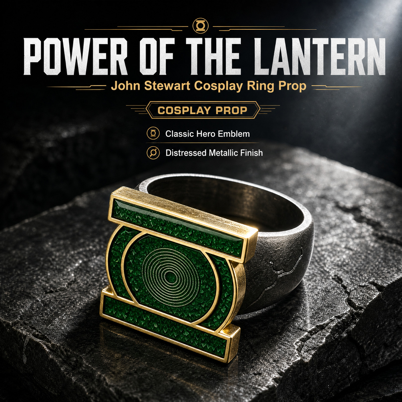 John Stewart Green Lantern Cosplay Ring Metal Ring Ornaments John Stewart Green Lantern Cosplay Ring Metal Ring Ornaments