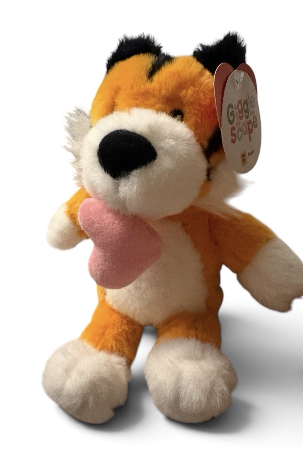 Target Giggle Scape 6” Super Soft Plush Orange Tiger Toy Holding Pink Heart NWT