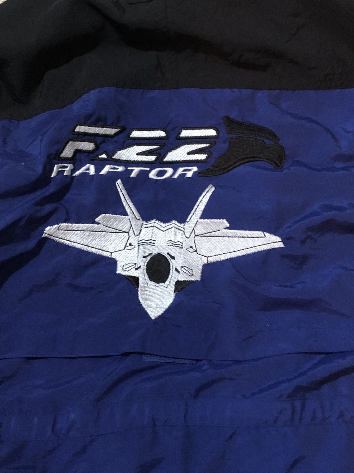 Vintage F22 Raptor Embroidered Wind Breaker Jacket Blue Size XL Vintage F22 Raptor Embroidered Wind Breaker Jacket Blue Size XL