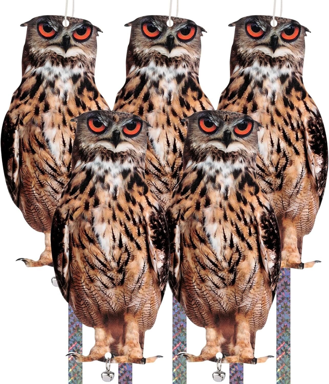 Owl to Keep Birds Away, 5 Pack Bird Scare Owl Fake Owl, Reflective Hanging Bird Owl to Keep Birds Away, 5 Pack Bird Scare Owl Fake Owl, Reflective Hanging Bird