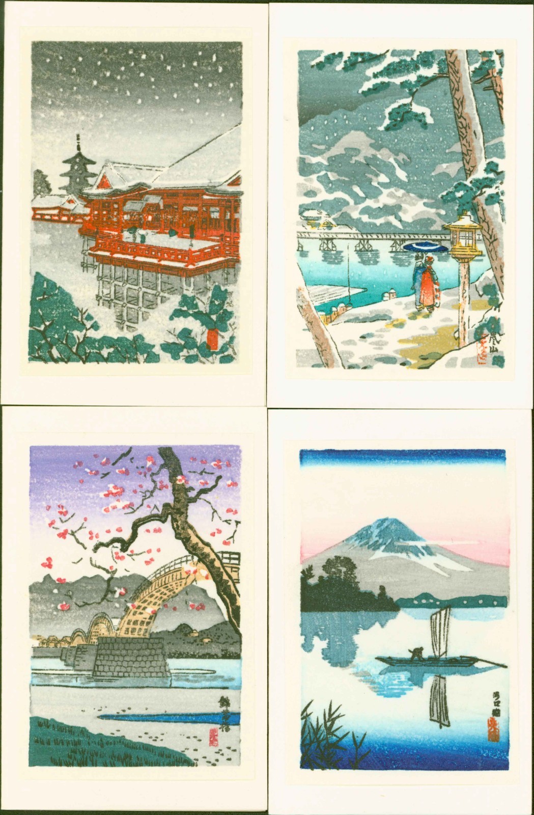 Tsuchiya Koitsu - Group of Four Small Japanese Woodblock Prints 1940s-50s