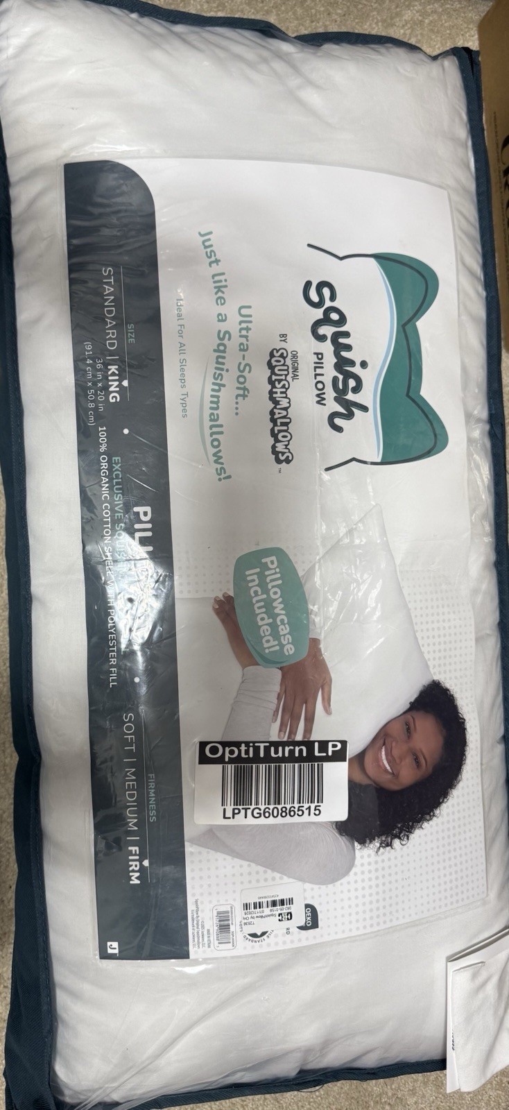 SquishPillow Original Standard Firm Bed Pillow Ultra Soft with Pillow Case SquishPillow Original Standard Firm Bed Pillow Ultra Soft with Pillow Case