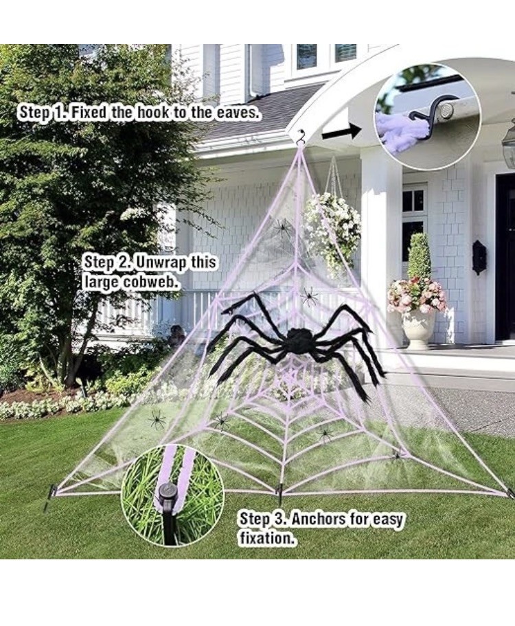 Halloween Spider Web With Giant Spider Outdoor Patio Party Garden Decoration