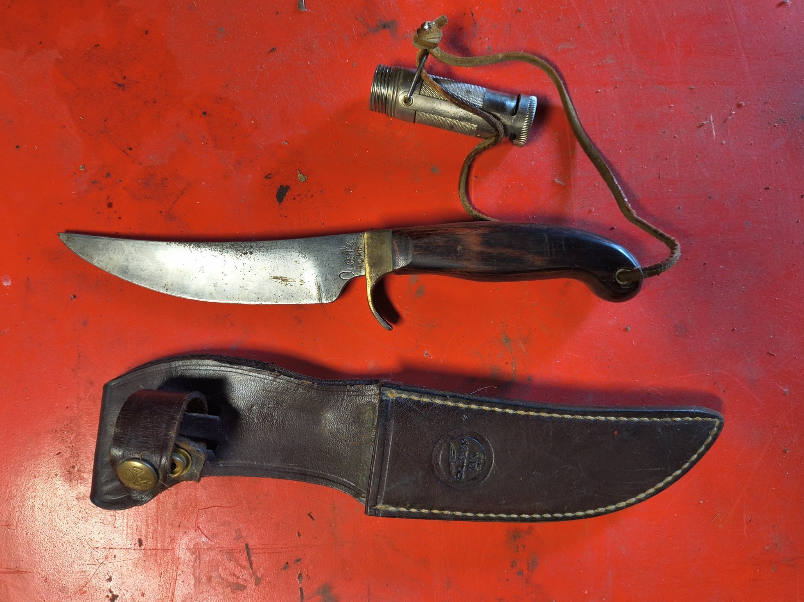 OK HC MI Alaskan Skinner Knife USA Vintage With Sheath 5 1/2” Olsen Knifes OK HC MI Alaskan Skinner Knife USA Vintage With Sheath 5 1/2” Olsen Knifes