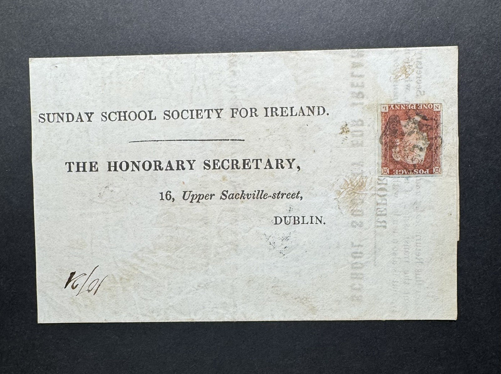 Great Britain QV 1d penny red SUNDAY SCHOOL sent from Gorey (Irish use) 