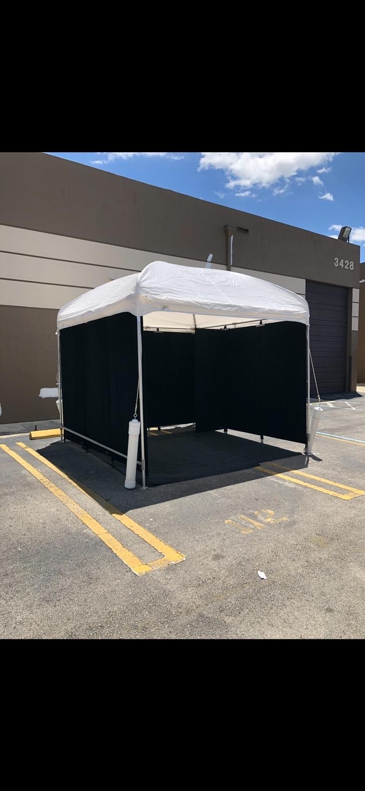 portable black fabric room divider with tent 10 x 10