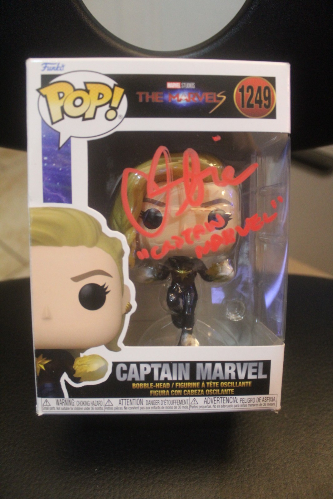Signed Funko Pop#1249 - The Marvels - Captain Marvel, Brie Larson  + COA