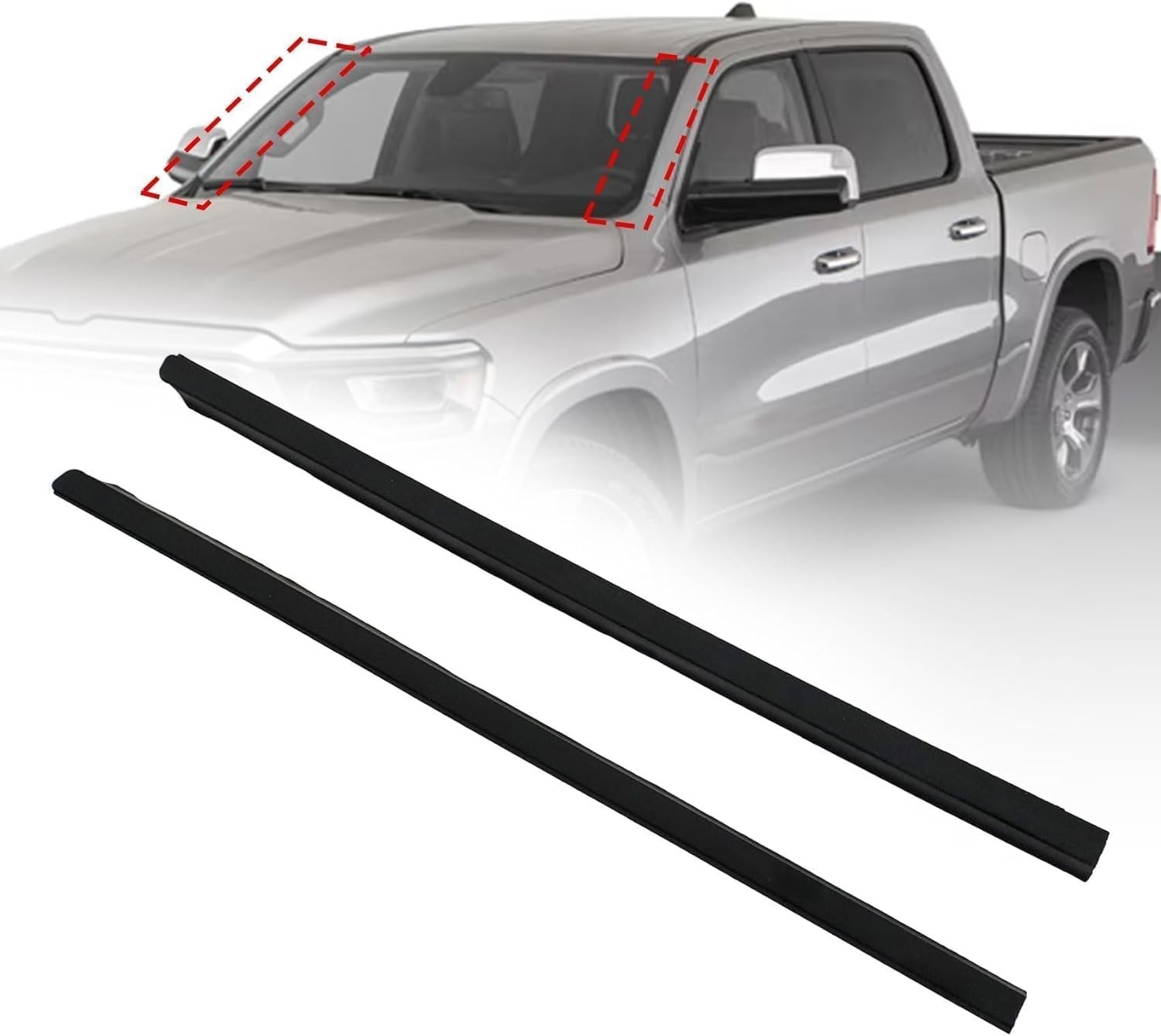 Front Right & Left Side Windshield Molding Compatible with Dodge Ram 1500 2009 Front Right & Left Side Windshield Molding Compatible with Dodge Ram 1500 2009