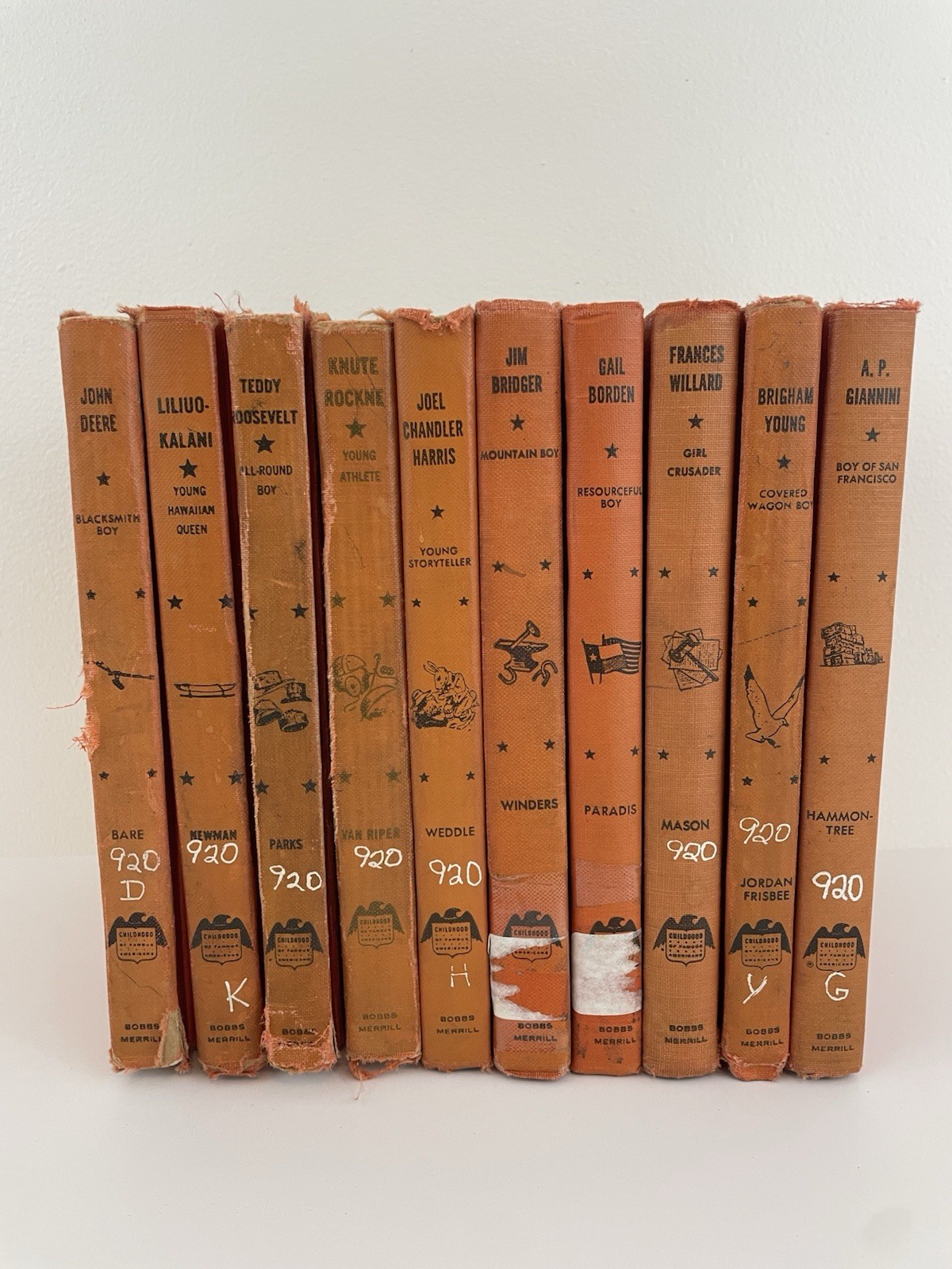 Childhood of Famous Americans Books Hardback Set Of 10 Bobbs-Merrill Orange Cov. Childhood of Famous Americans Books Hardback Set Of 10 Bobbs-Merrill Orange Cov.