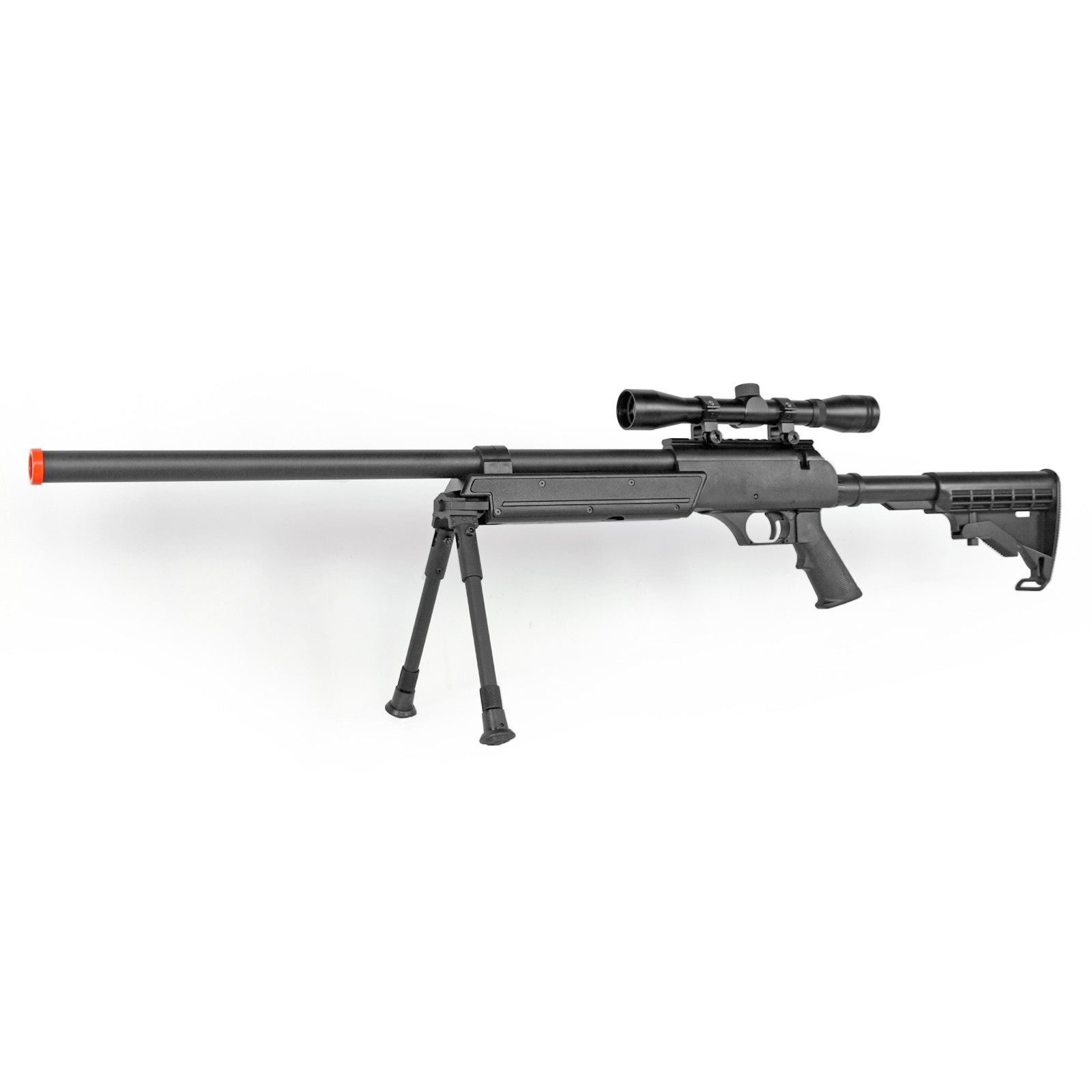Used Airsoft Gun Sniper Rifle Metal Barrel WELL MB06D with Scope and Bipod