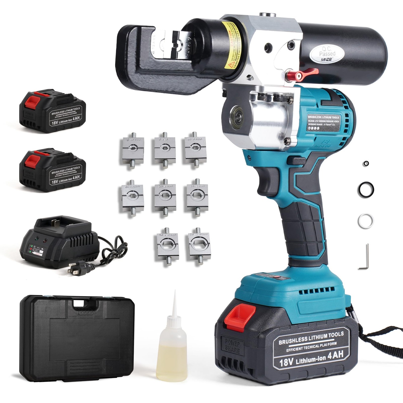 MMNZE Electric Hydraulic Cable Lug Crimping Tool Auto-Oil-Return 6 Ton Hydrau...