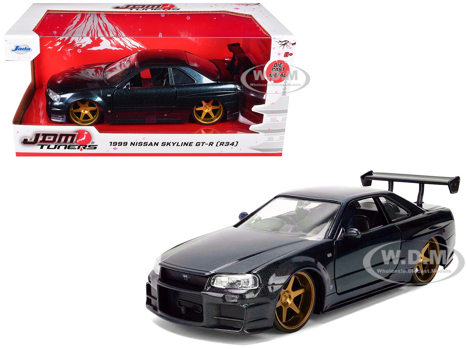 1999 NISSAN SKYLINE GT-R (R34) RHD MAGIC PURPLE 1/24 DIECAST MODEL BY JADA 38056 1999 NISSAN SKYLINE GT-R (R34) RHD MAGIC PURPLE 1/24 DIECAST MODEL BY JADA 38056
