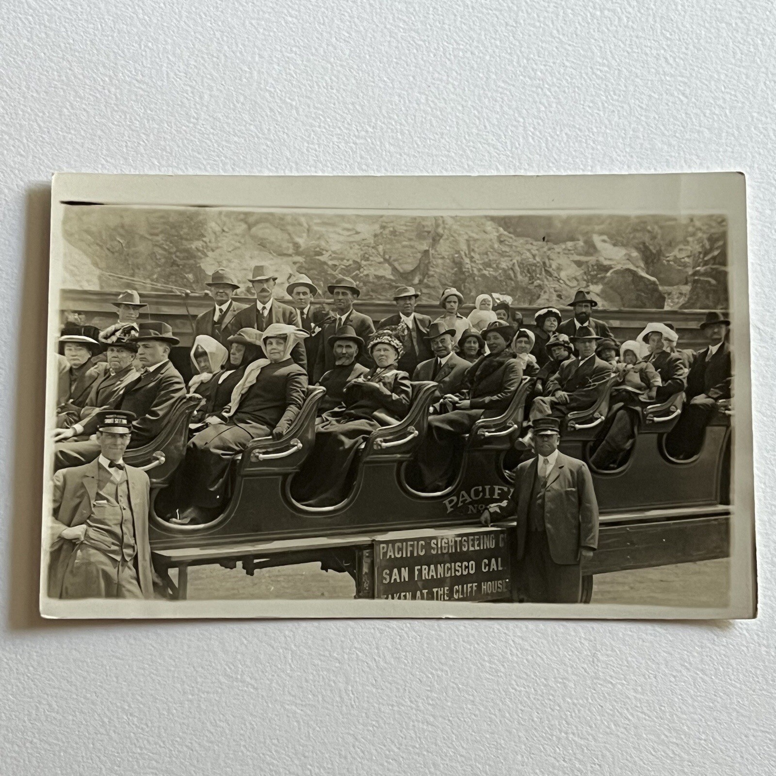 Antique RPPC Real Photograph Postcard San Francisco CA Cliff House Tour Car