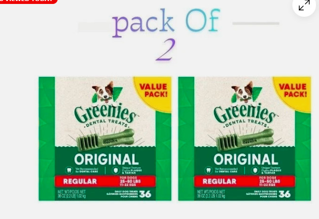 2 PACK - Greenies Original Regular Natural Dental Dog Treats -36 Ct 2 PACK - Greenies Original Regular Natural Dental Dog Treats -36 Ct