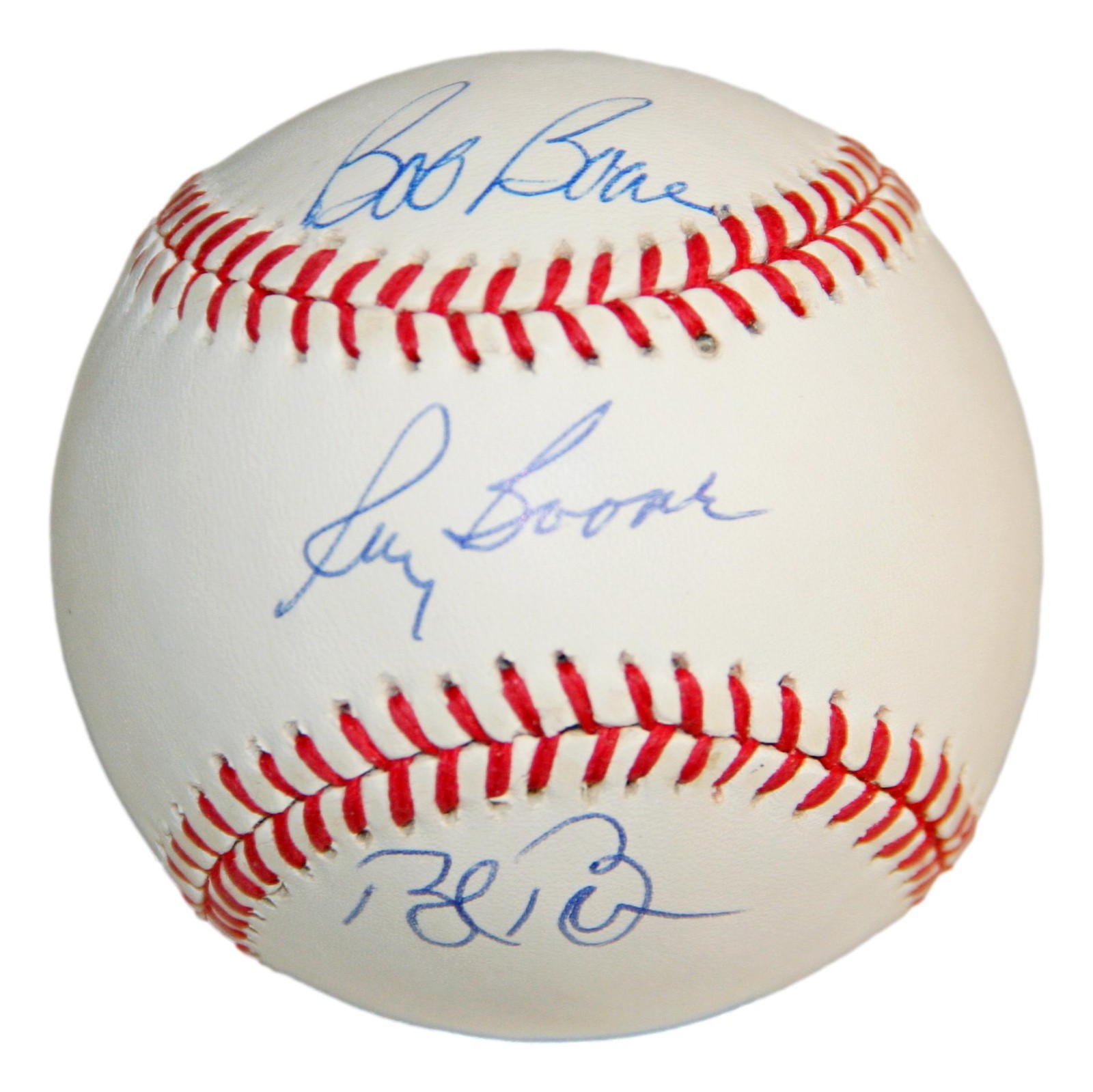 Ray Bob Brett Boone Autographed OML Baseball PSA/DNA Phillies Mariners