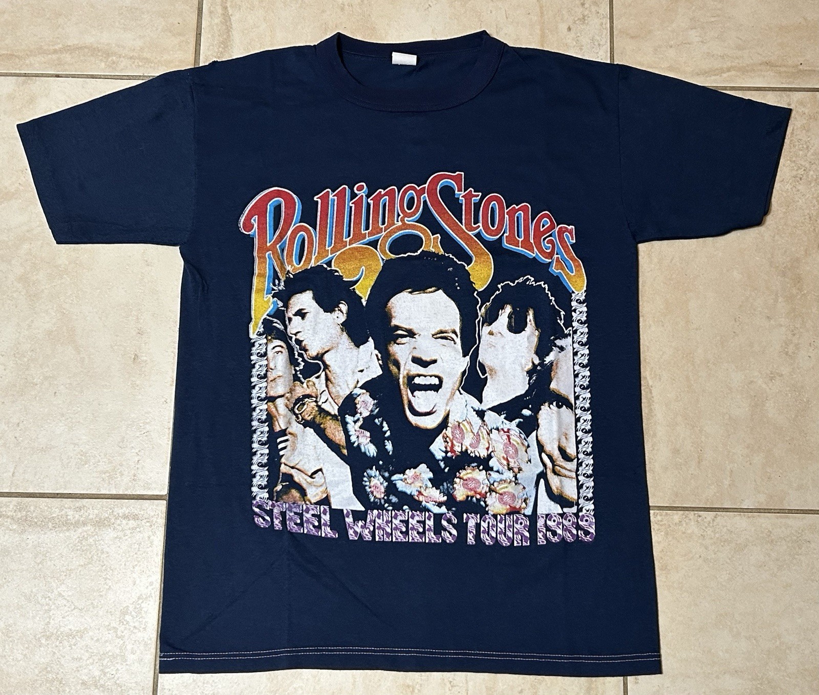 Vintage 1989 Rolling Stones Steel Wheels Tour T Shirt Men L Navy Single Stitch Vintage 1989 Rolling Stones Steel Wheels Tour T Shirt Men L Navy Single Stitch