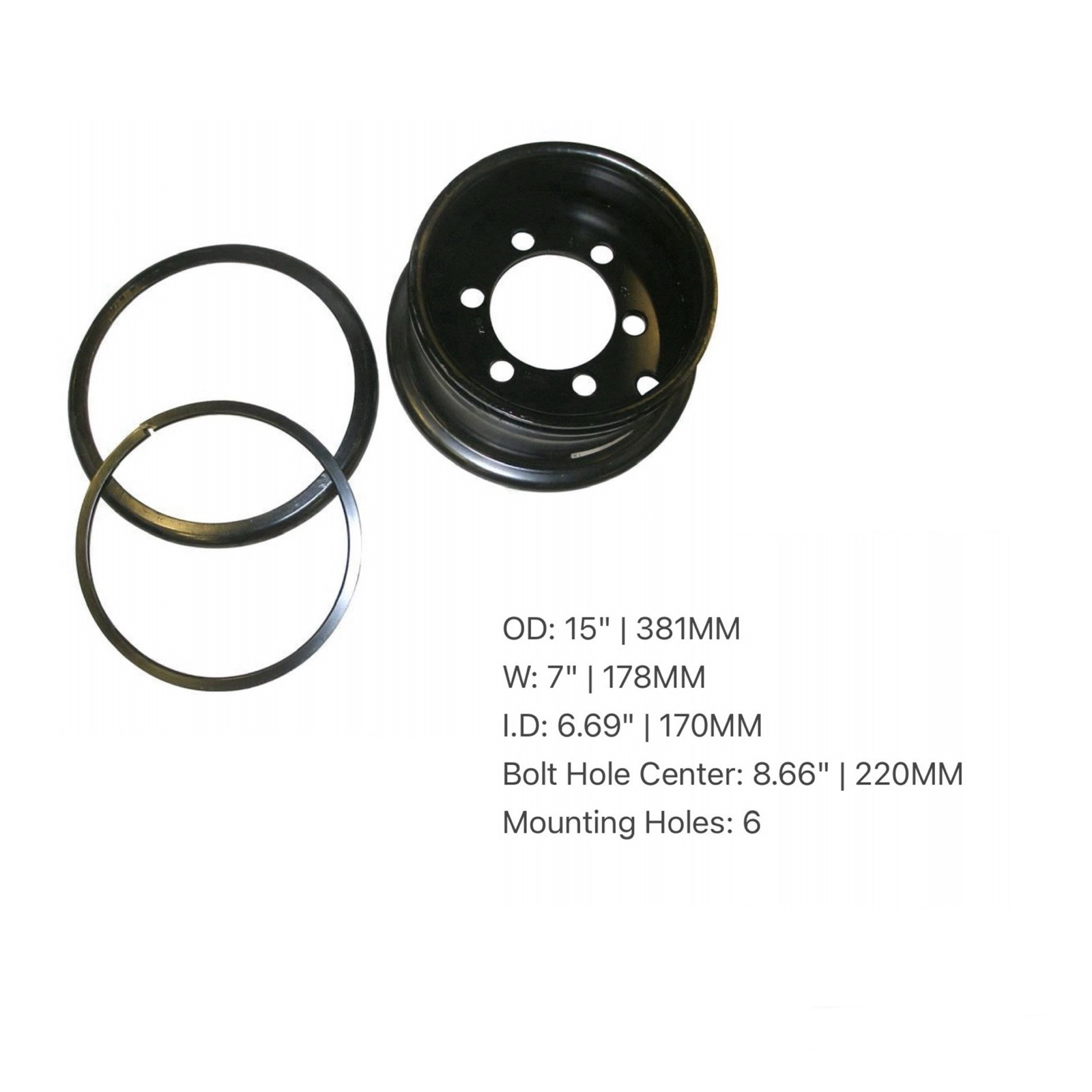 Forklift Rim 28X9-15 Tire | 6 Bolt | ID 381MM Bolt Hole Center 220MM