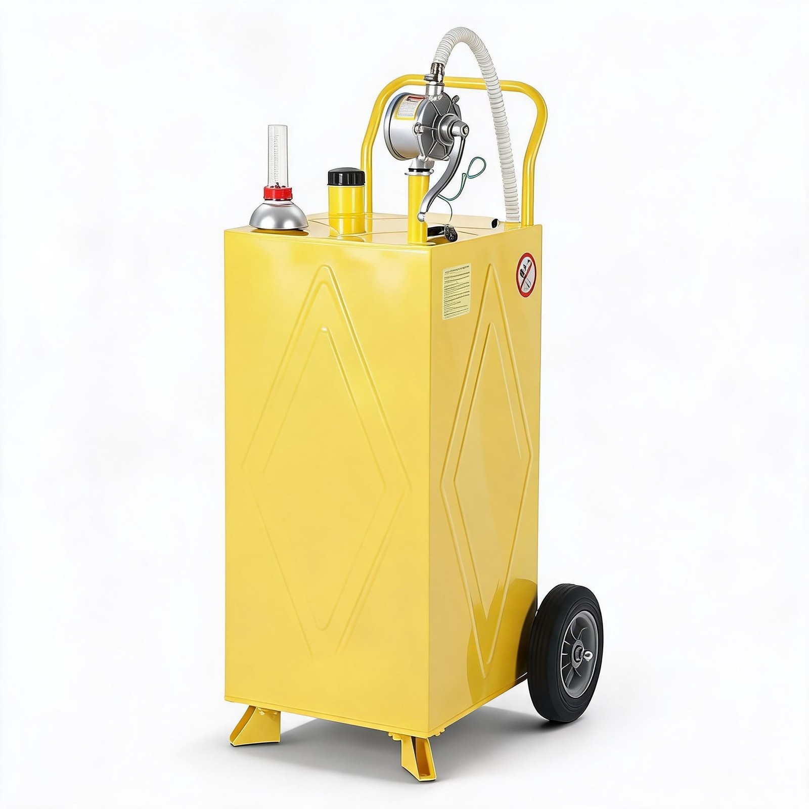 35 Gallon Portable Fuel Caddy w/ Manual Pump Gas Diesel Transfer Tank on Wheels
