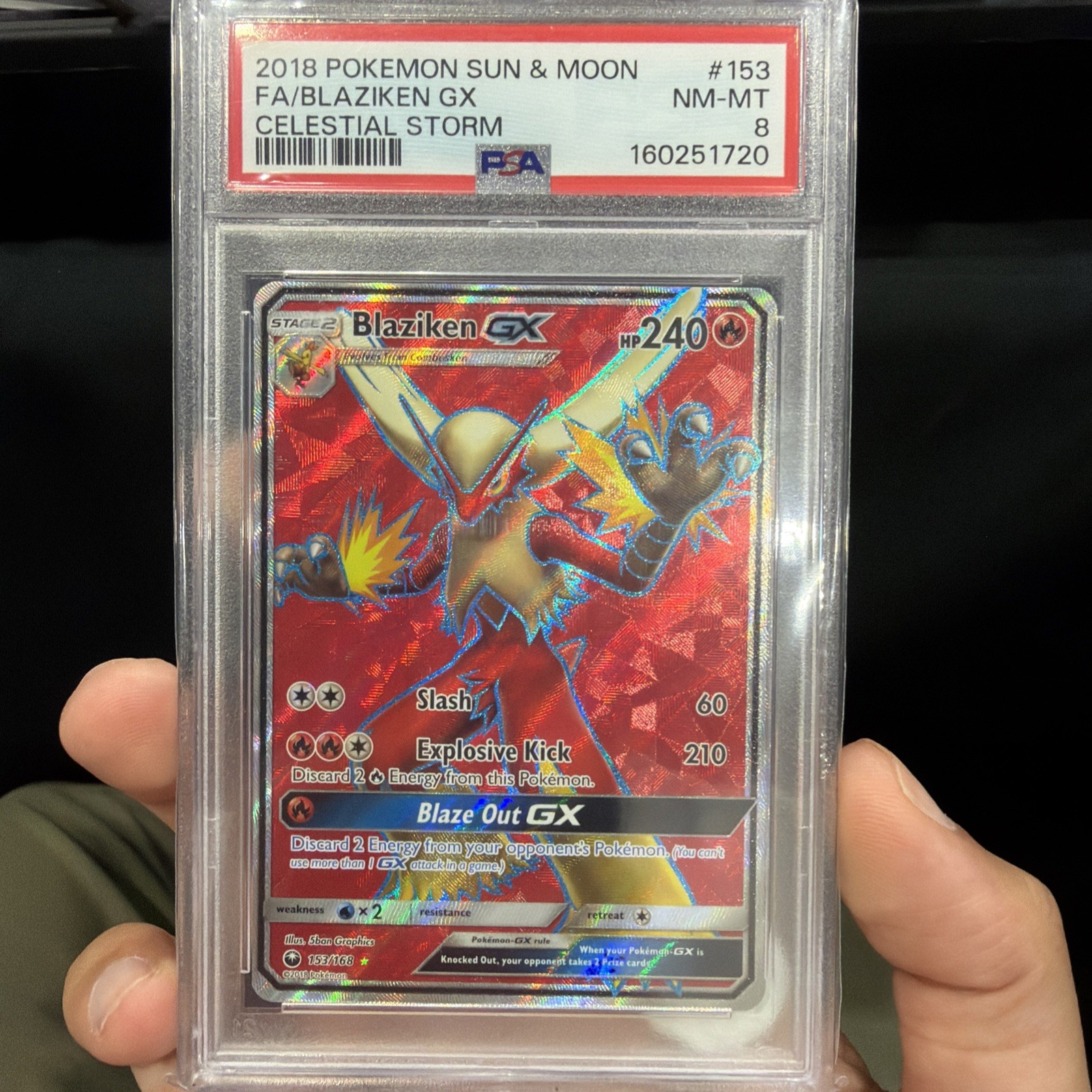 Pokémon TCG Blaziken GX Celestial Storm 153/168 PSA 8 Pokémon TCG Blaziken GX Celestial Storm 153/168 PSA 8