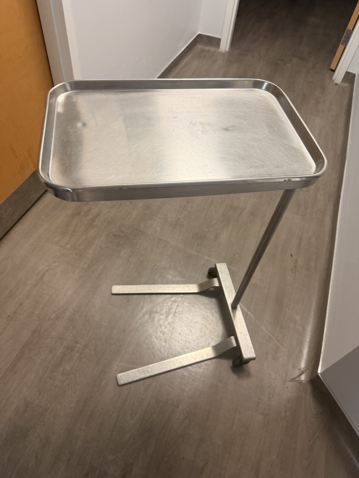 Stainless Steel Mayo Instrument Stand w/ 12” x 19” Tray Medical Surgical Rolling