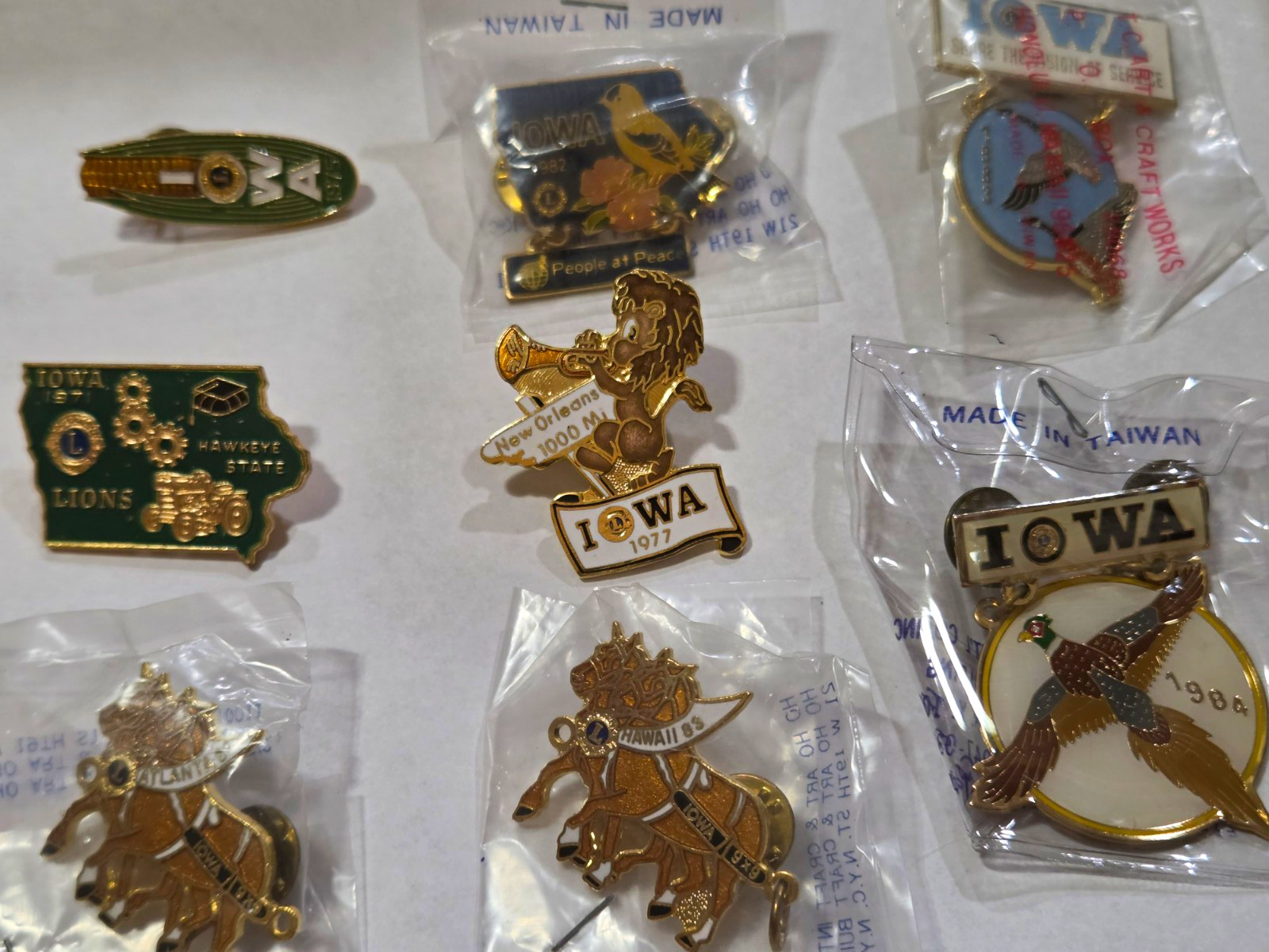 Lot 8 Rare Vintage Iowa Lions Pins 1971 1977 1982 1983 1984 Draft Horse