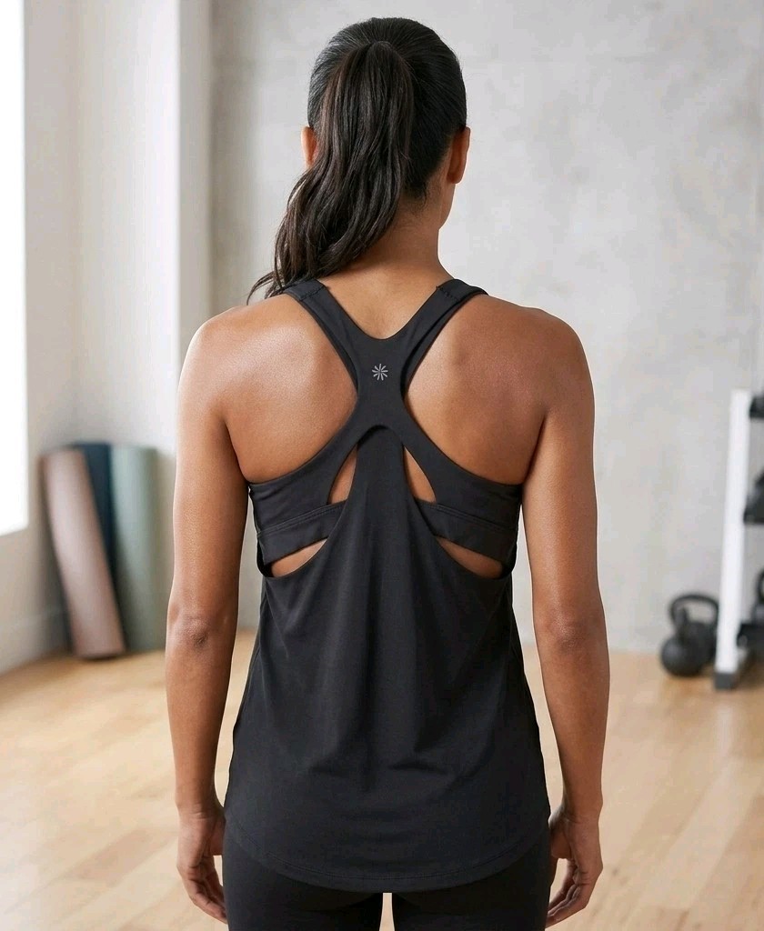 Athleta 2-in-1 Ultimate Support Tank Top Medium Black Built-In Sports Bra Active