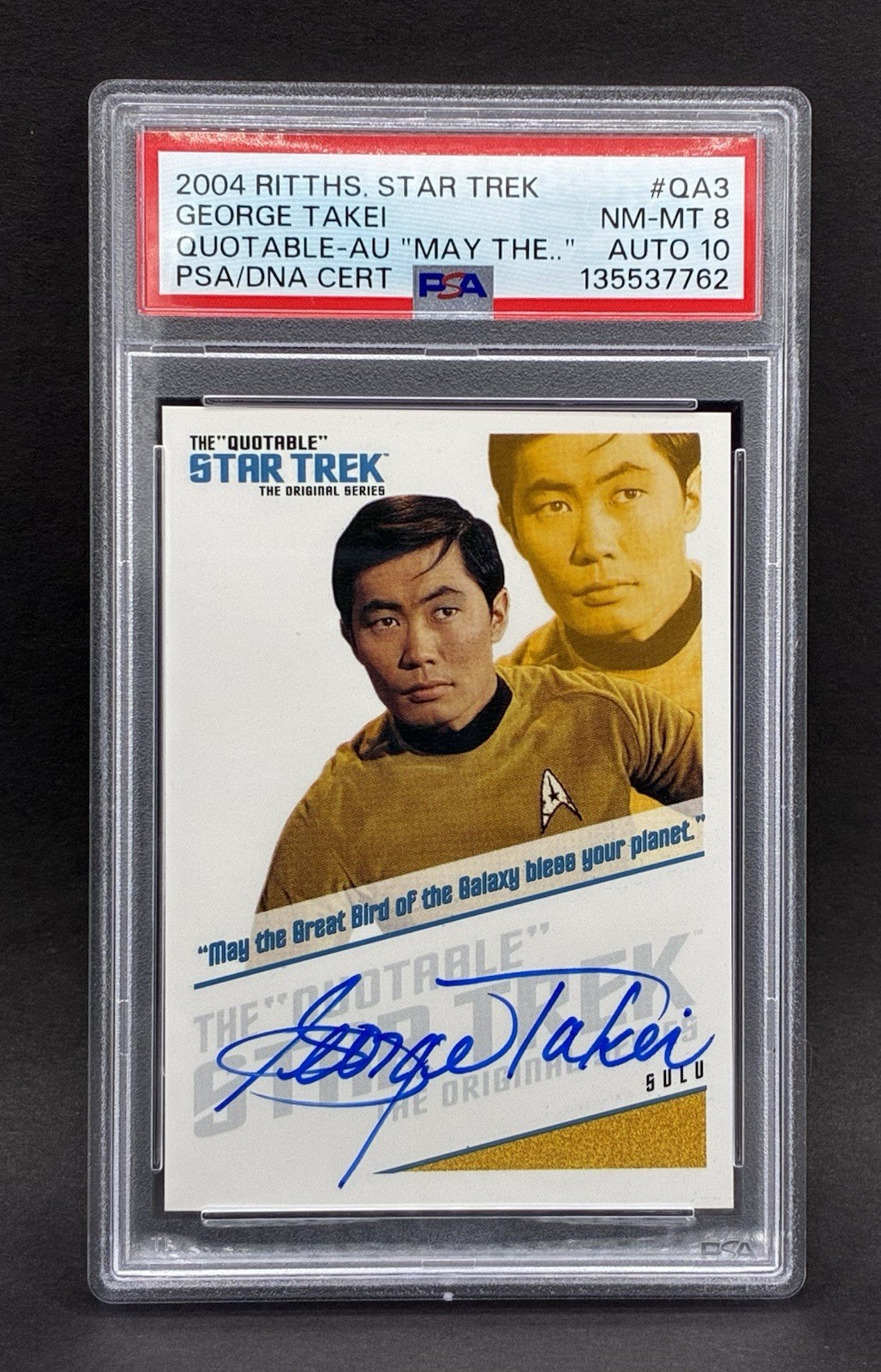 Star Trek TOS 2004 Rittenhouse Quotable George Takei Auto QA3 PSA 8 / 10 Star Trek TOS 2004 Rittenhouse Quotable George Takei Auto QA3 PSA 8 / 10