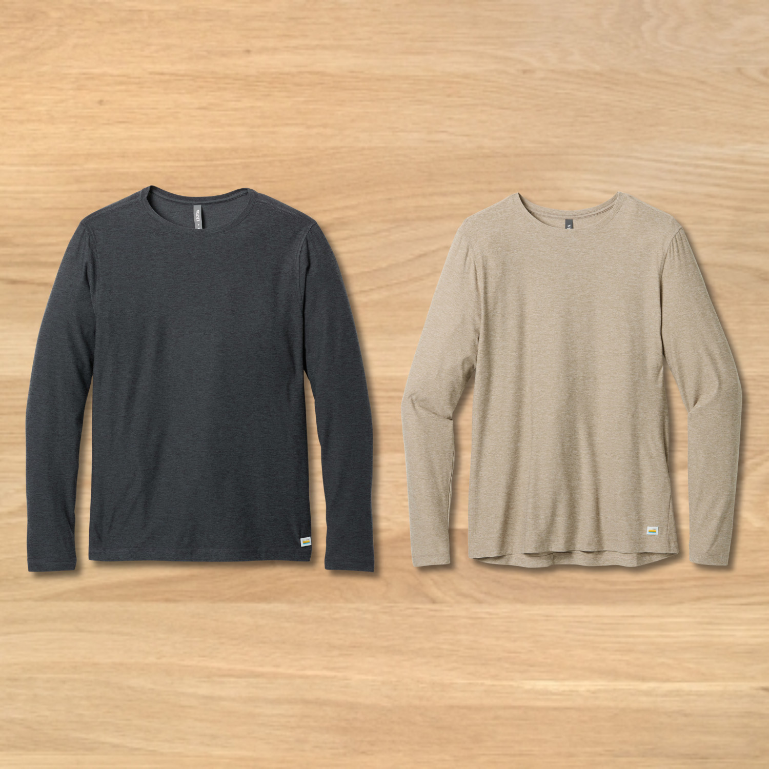 NWT Vuori Men's Long Sleeve Strato Tech Tee - Charcoal Heather & Acorn Heather