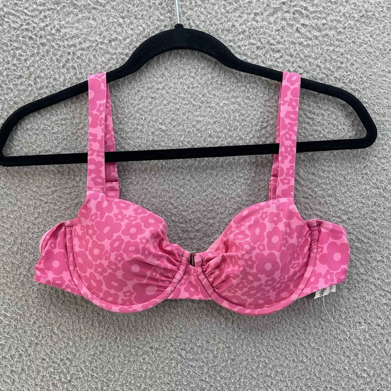 Dipping Daisys Swim Bra Women Large Pink Floral Vacation Beach Summer Nylon