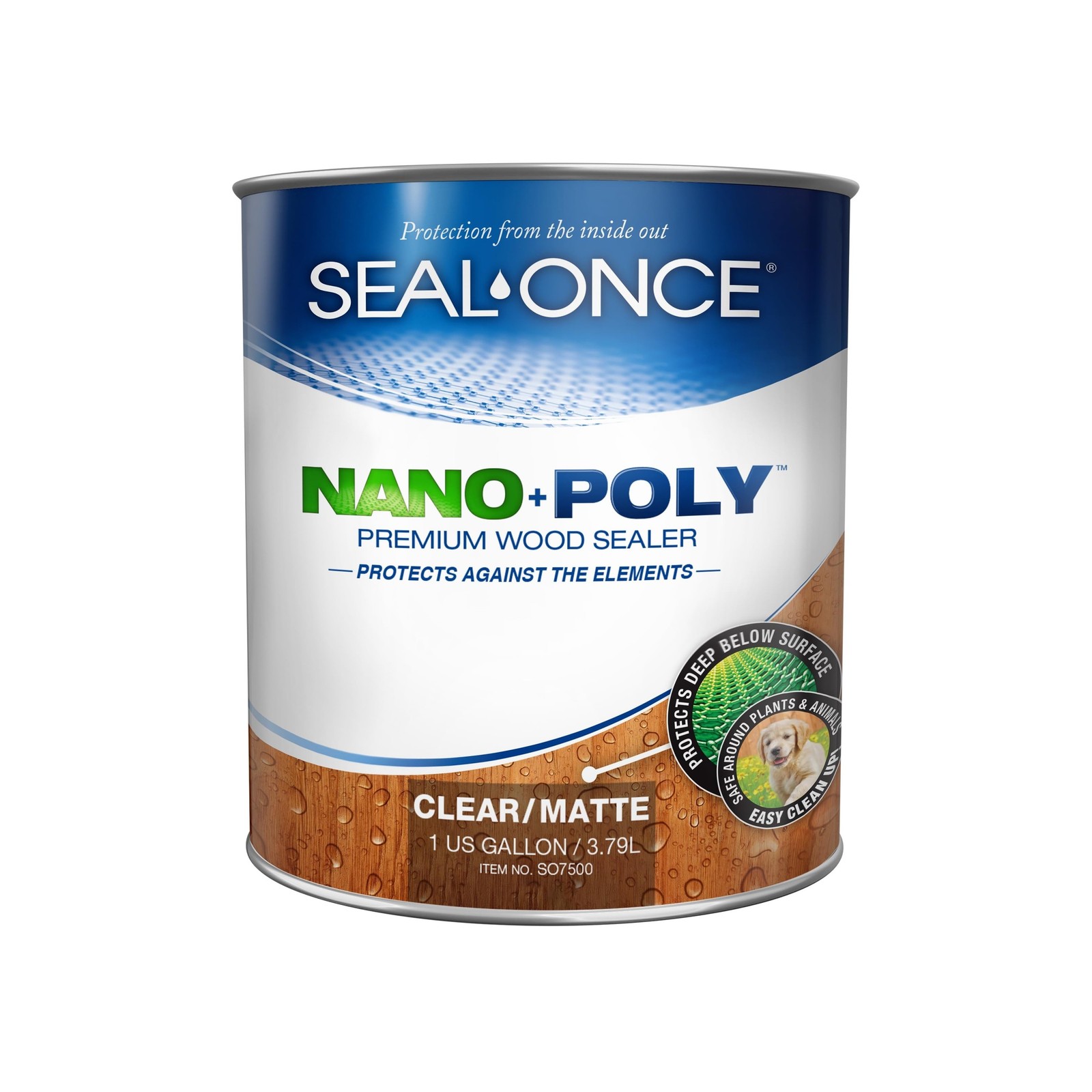 Seal-Once Nano+Poly Wood Sealer and Waterproofer, Clear, 1 Gallon