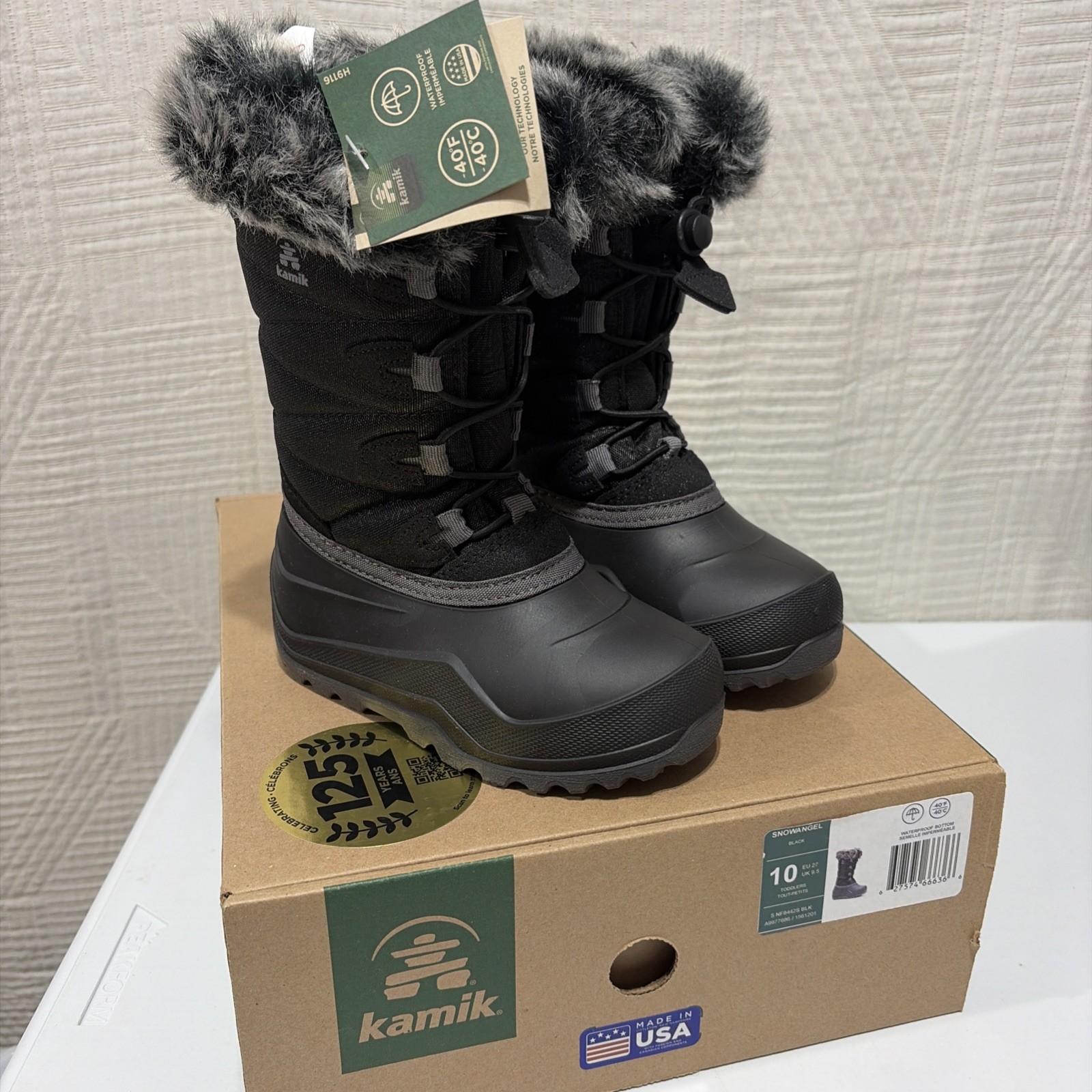 Kamik Snow angel Toddler /small Child Size 10 Black New Kamik Snow angel Toddler /small Child Size 10 Black New