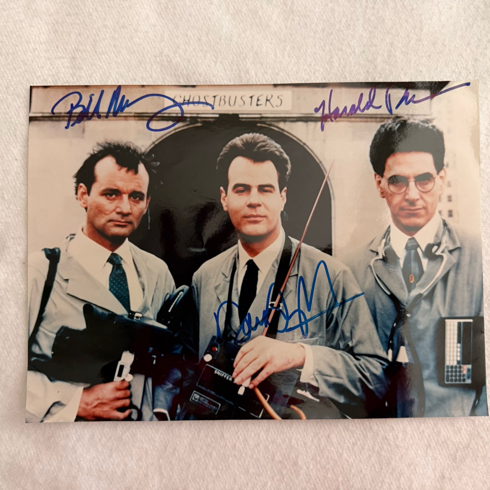 GHOSTBUSTERS photo signed by BILL MURRAY HAROLD RAMIS AYKROYD Authentic