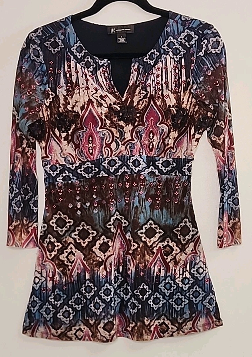 Vintage Inc International Concepts Moroccan Tile Design Top Women L Boho Y2K 90s