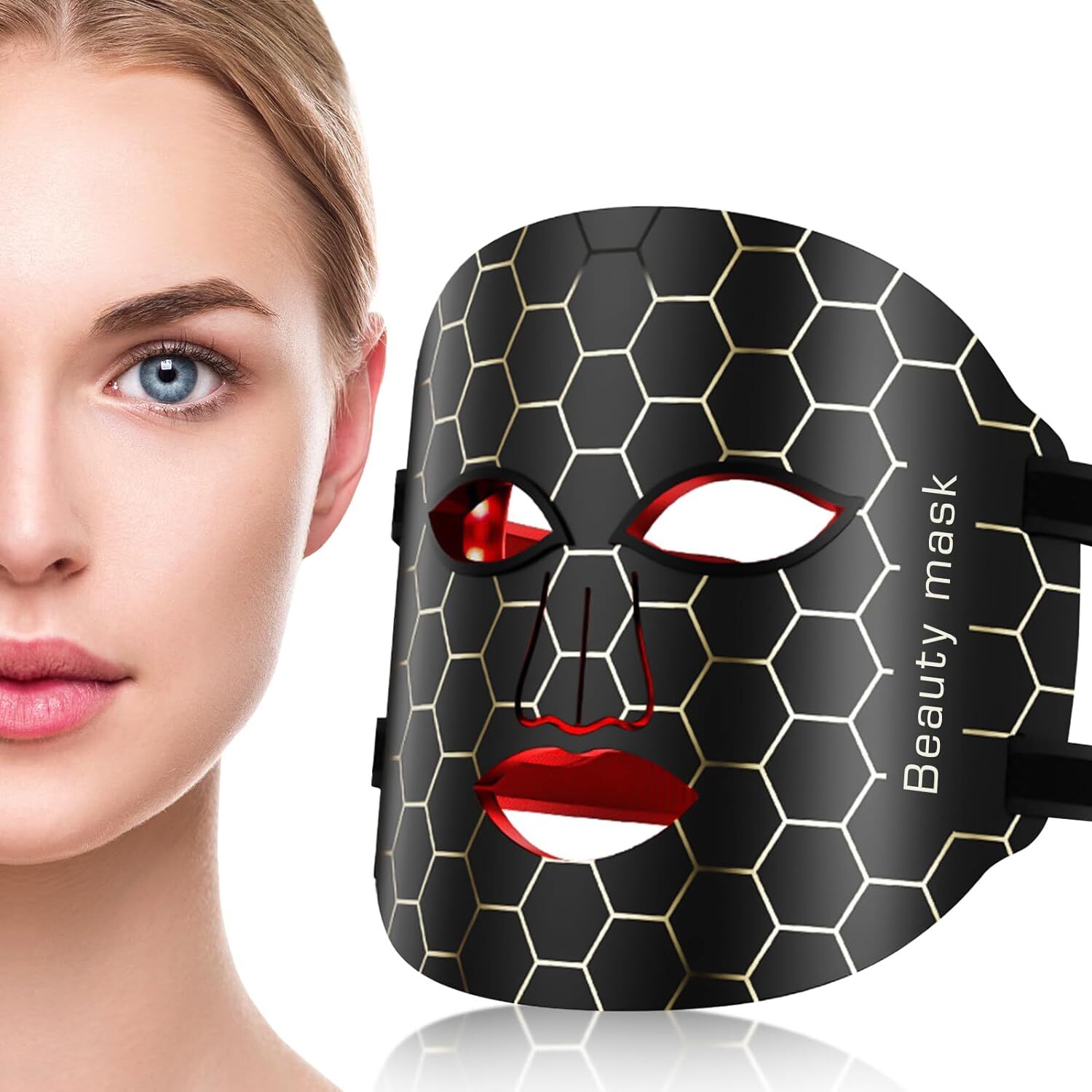 Red Light Therapy Mask 7-Color LED Face Mask Light Therapy Device with 850nm NIR
