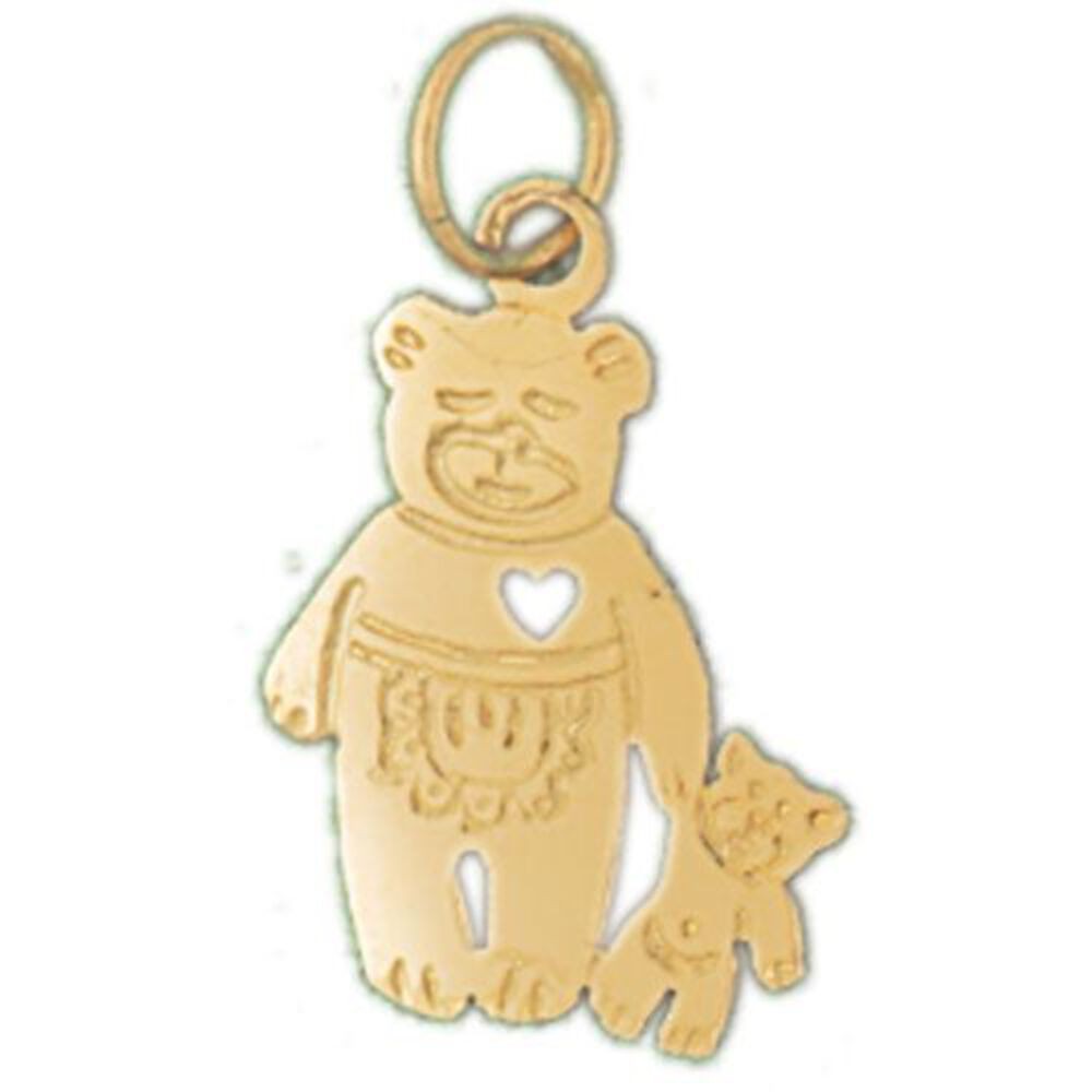 Teddy Bears With Heart Charm Pendant 14k Gold