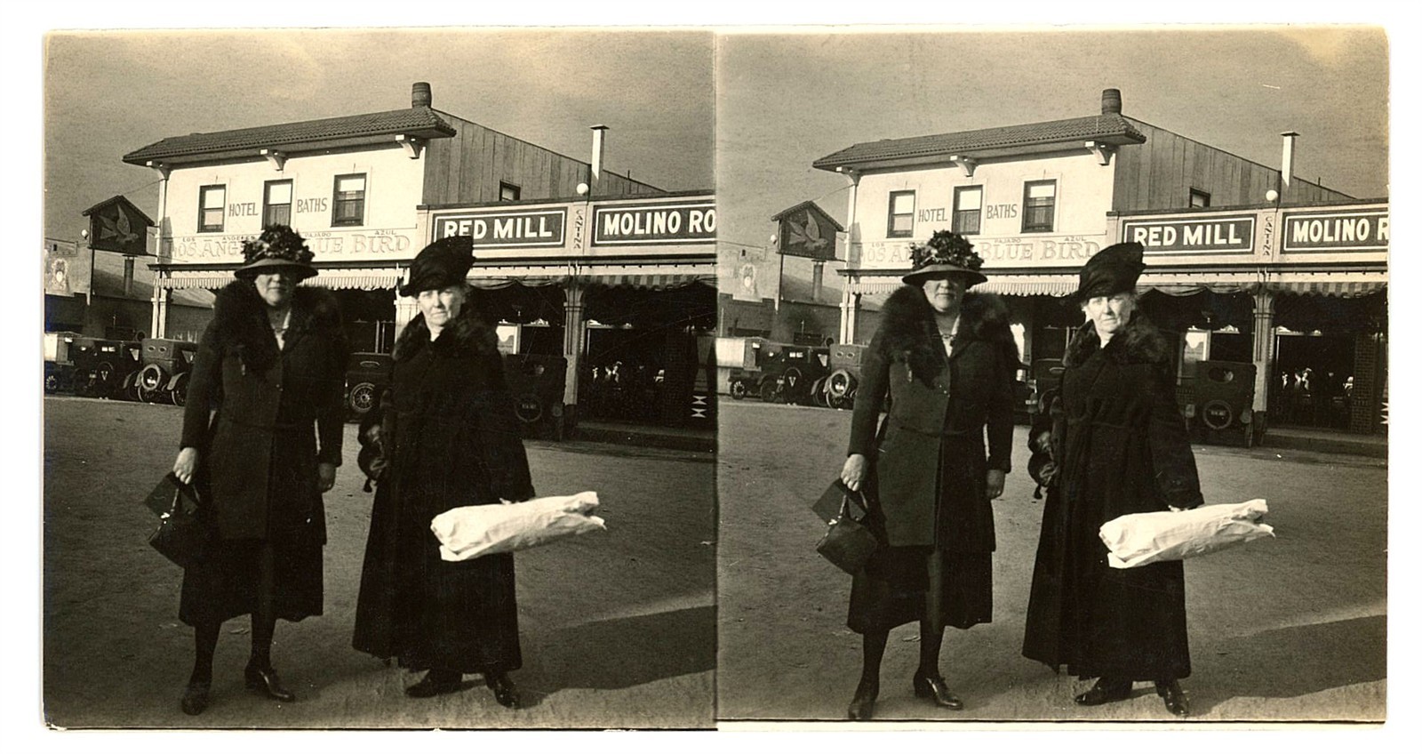 MEXICO STEREOVIEW - Tijuana - Los Angeles Blue Bird Hotel - RARE AMATEUR 1920s