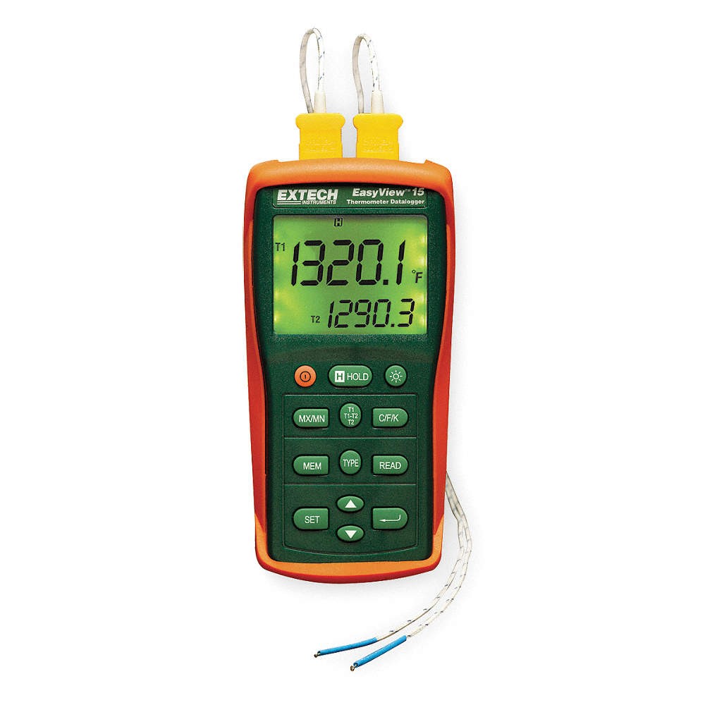 EXTECH EA15 Thermocouple Thermometer,2 Input 3WU66