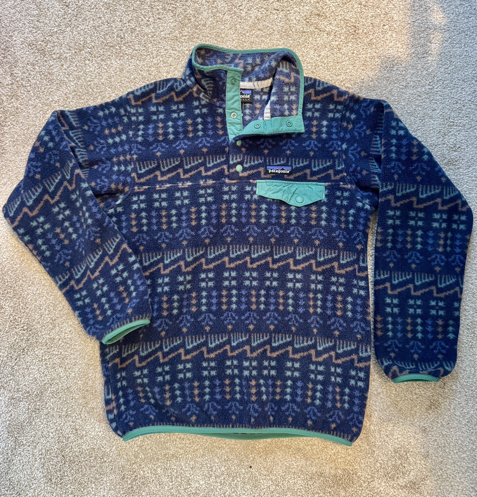 Patagonia Synchilla Snap-T Women’s Fleece Aztec Timber Twist Pullover Size XS