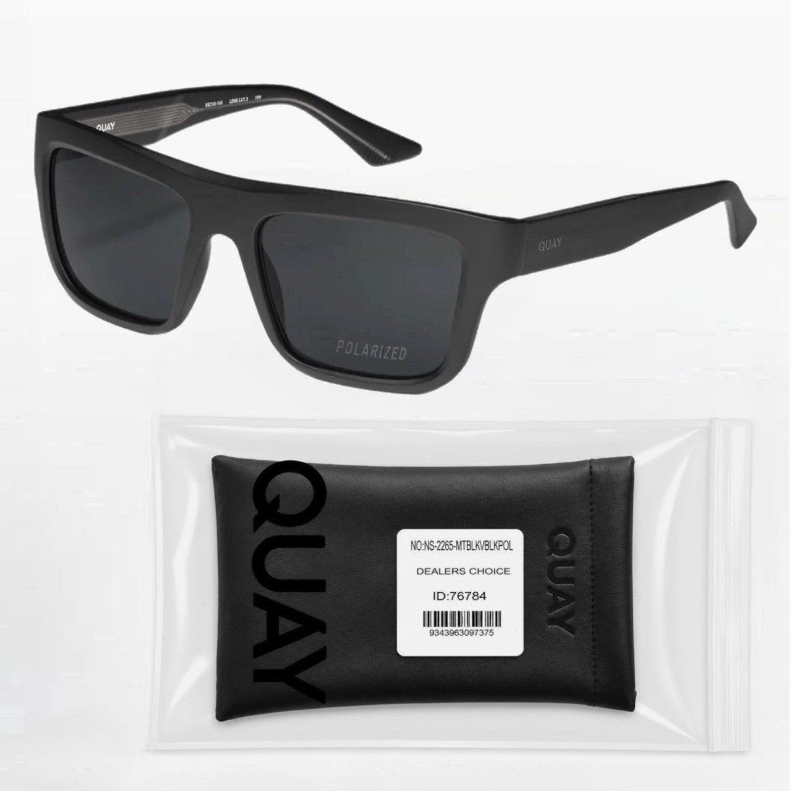 QUAY Australia Dealers Choice Polarized Sunglasses 76784 Mens Matte Black Frame