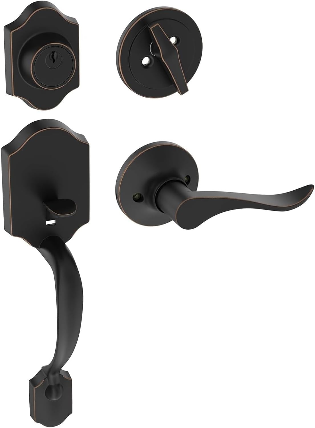 NEW Front Door Handle and Deadbolt Set Oil Rubbed Bronze Reversible Entry Lock