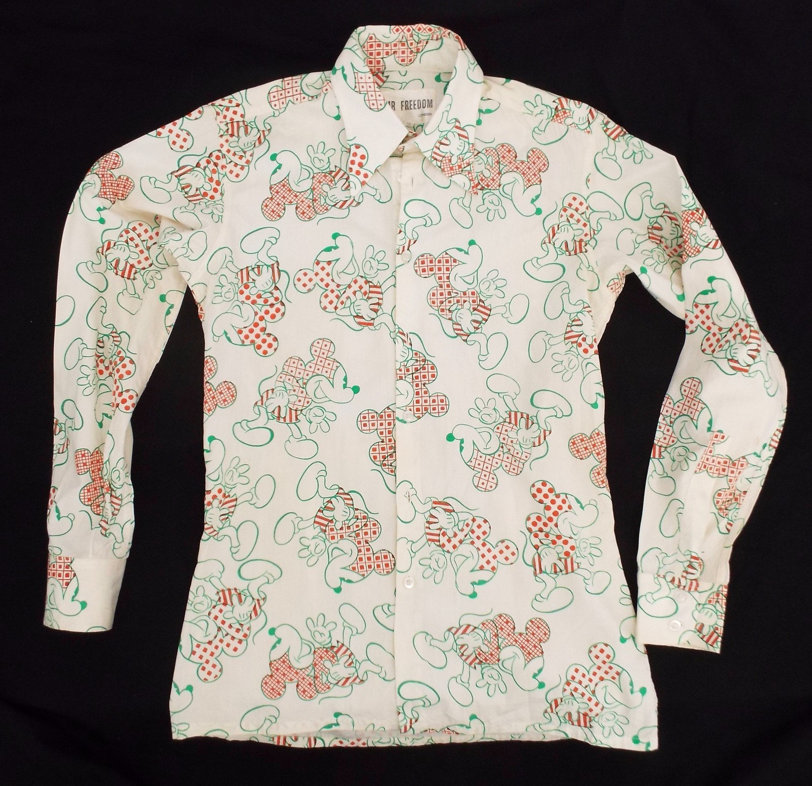 Vintage 1969 1970 MR FREEDOM London Mickey Mouse Button Shirt Kings Road Pop Art