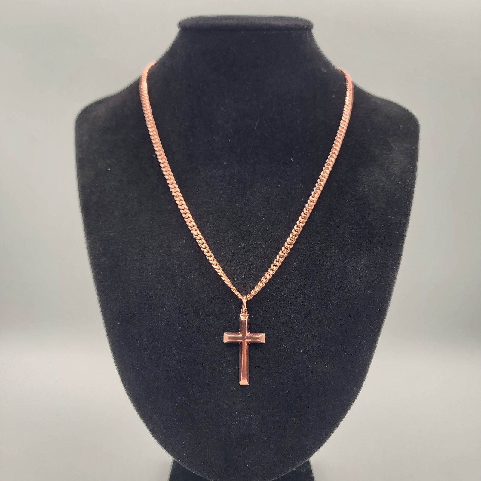 Solid Copper Cross Necklace 4mm Chain 20