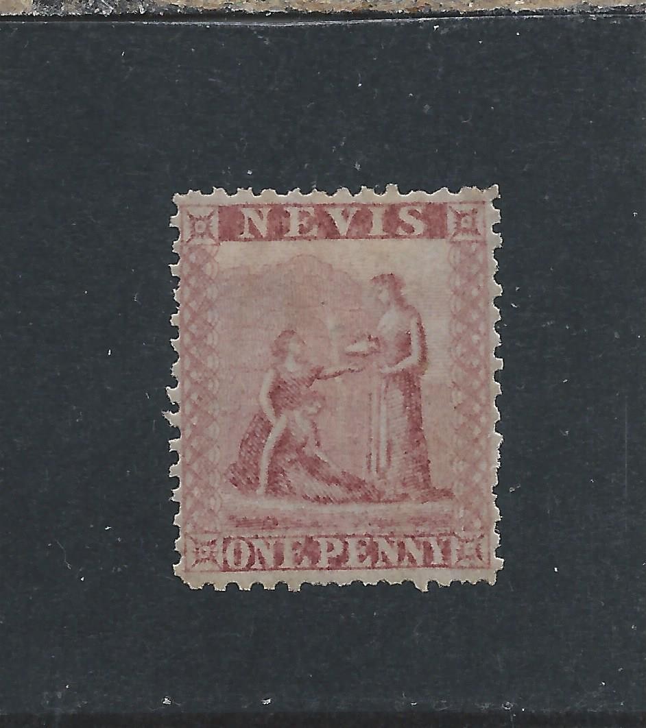 NEVIS 1862 1d DULL LAKE ON GREYISH PAPER MINT SG 1 CAT £120