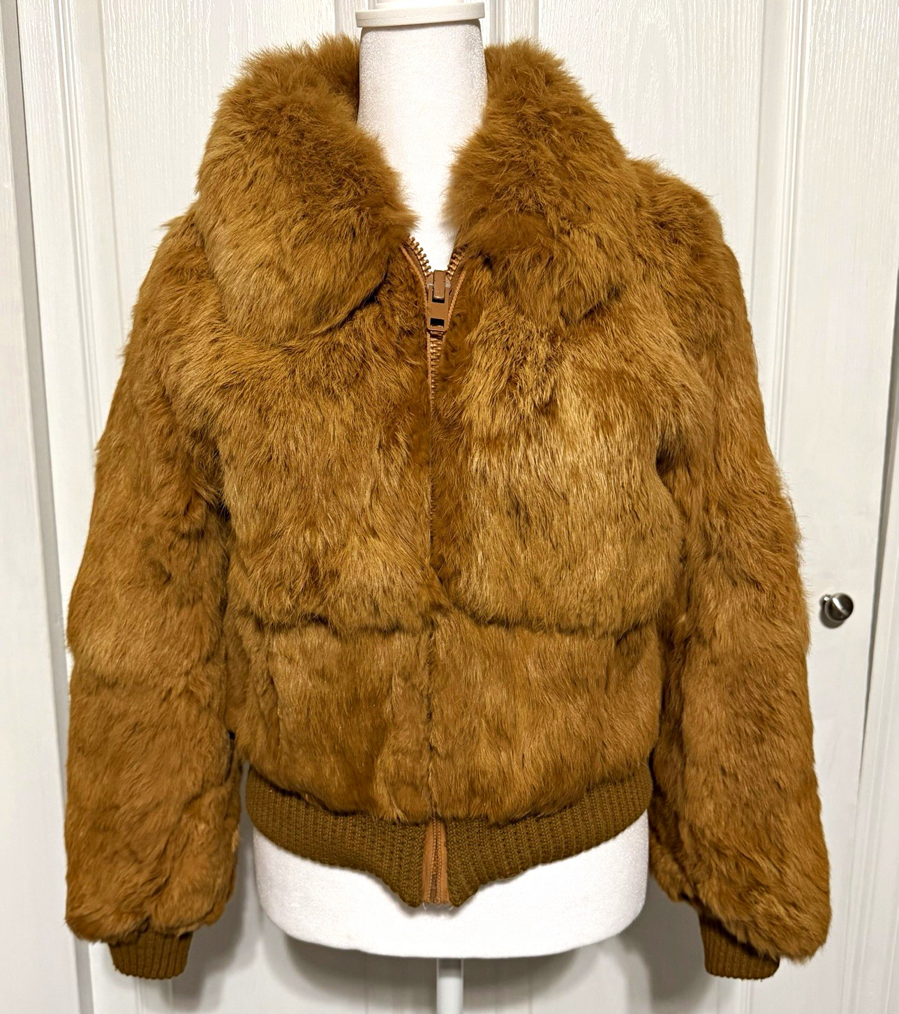 Vintage 1970s Jacques Aran “Just Fur Fun” Genuine Rabbit Fur Bomber Jacket