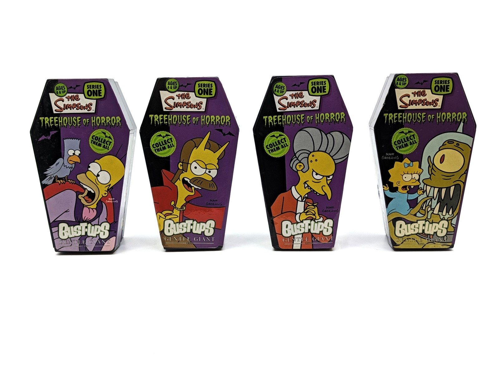 Simpsons Bust-Ups Treehouse of Horrors Bart,Burns,Flanders,Maggie Set of 4 NEW