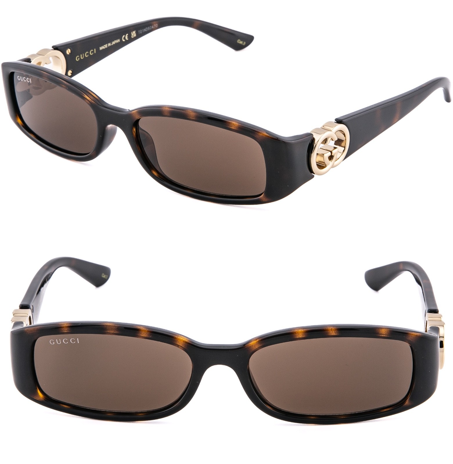 GUCCI GG1661S Brown Narrow Slim 1661 GG Logo Fashion Sunglasses 002 Authentic