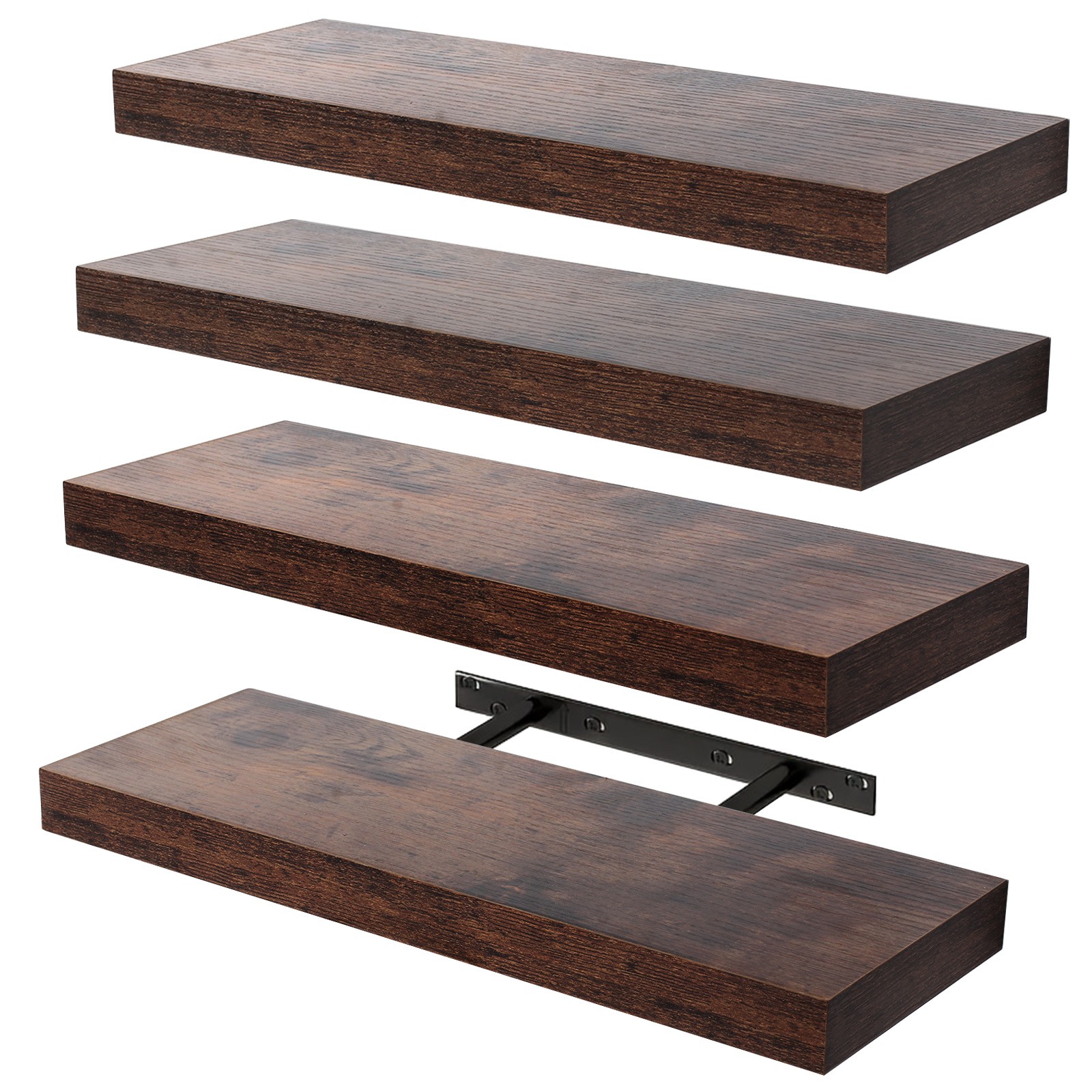 4 Pack Floating Shelves for Wall (15.75Inch) Wall-Mounted Shelves with Brackets